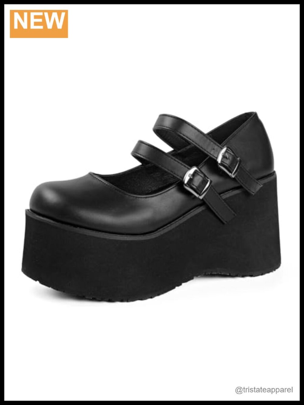 Women's Faux Leather Platform Mary Janes Chunky Heel Buckle Dress Pump